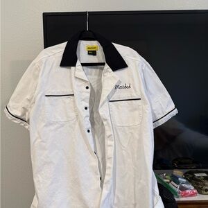 New Market x smiley collab White Shirt with Black Collar